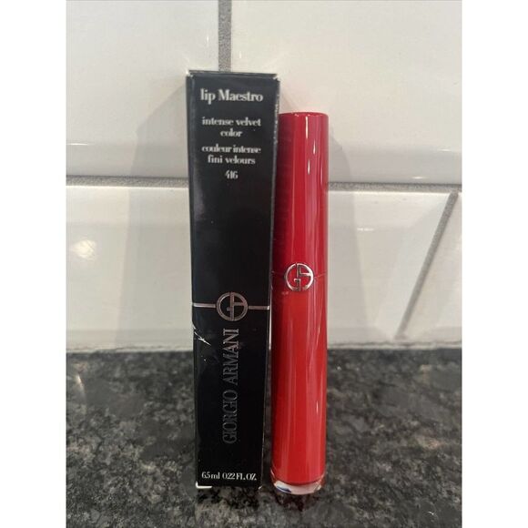 Giorgio Armani Red Lipstick Lip Maestro 416 Scarletto Liquid Velvet Lipstick - Picture 2 of 7